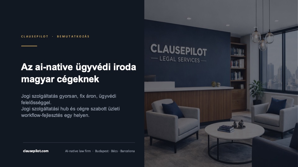 A ClausePilot bemutatkozó anyagának címlapja